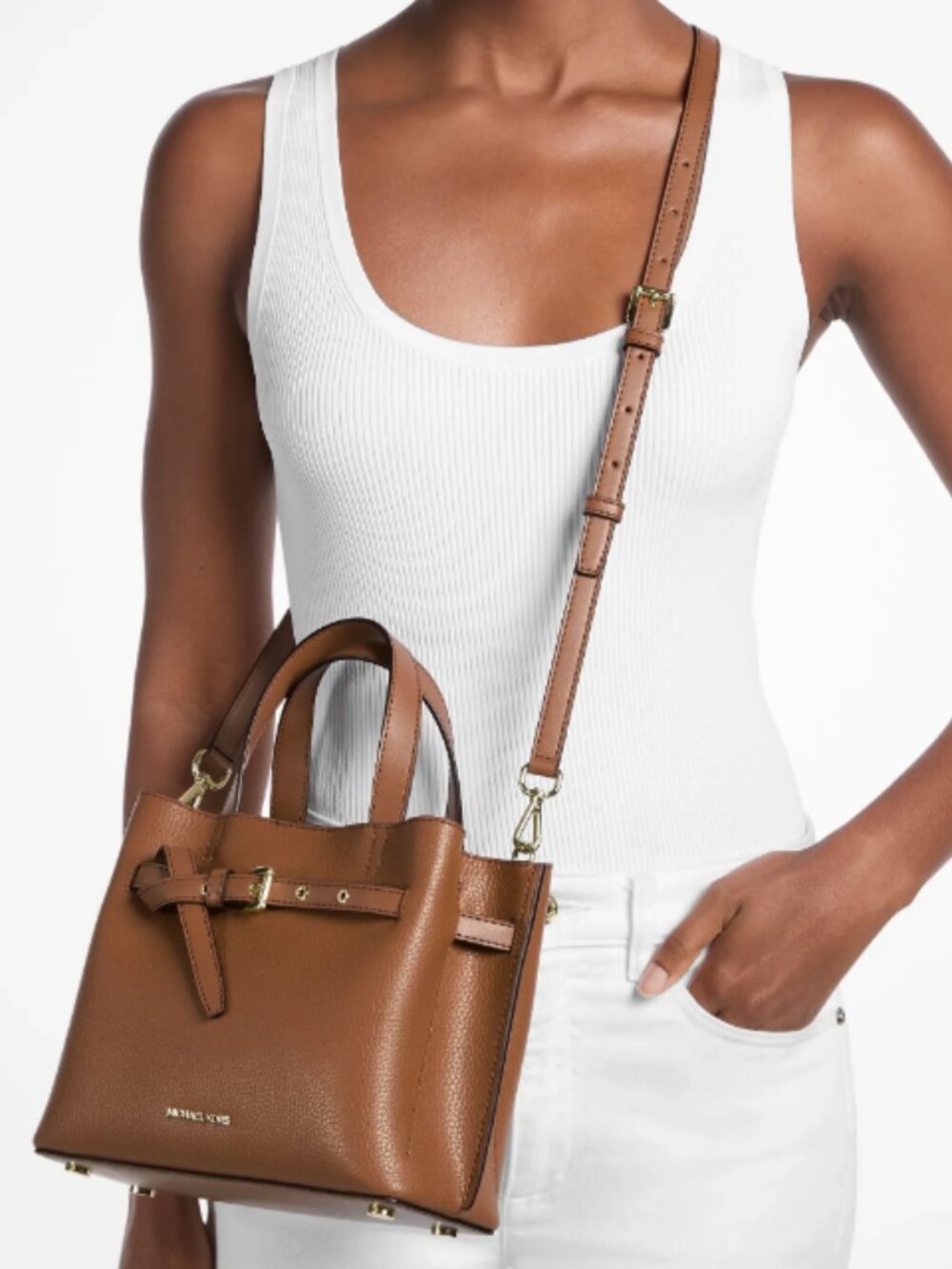 MICHAEL Michael Kors Emilia Small Pebbled Leather Satchel